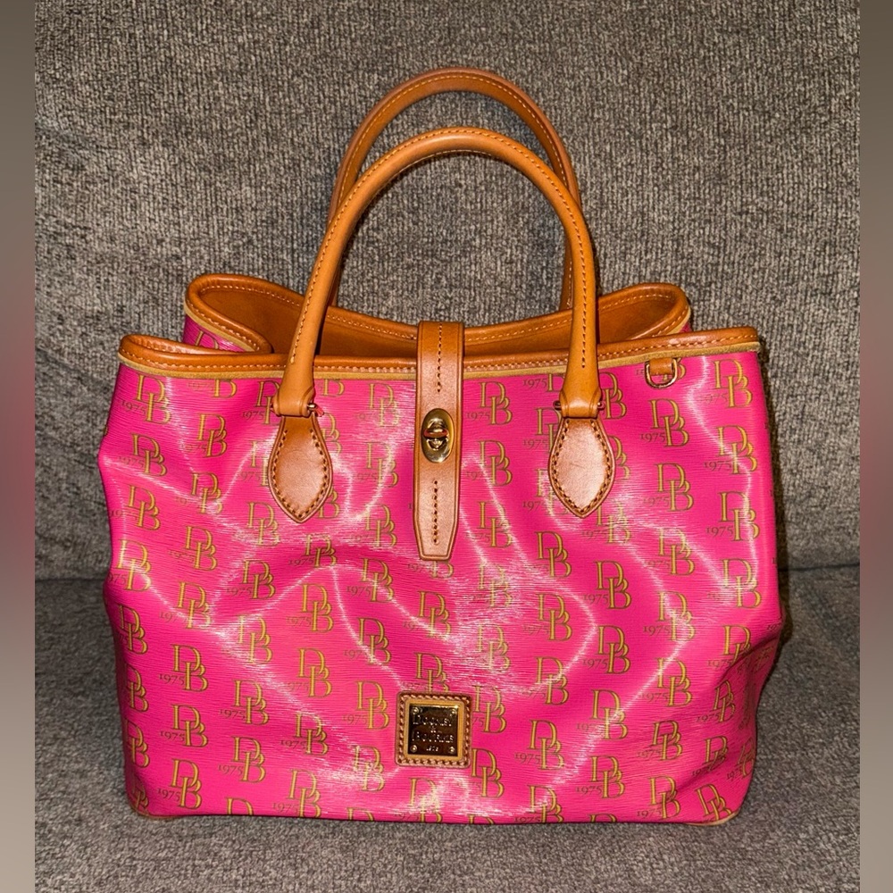 Dooney & Bourke Fuchsia Satchel with Camel Handles